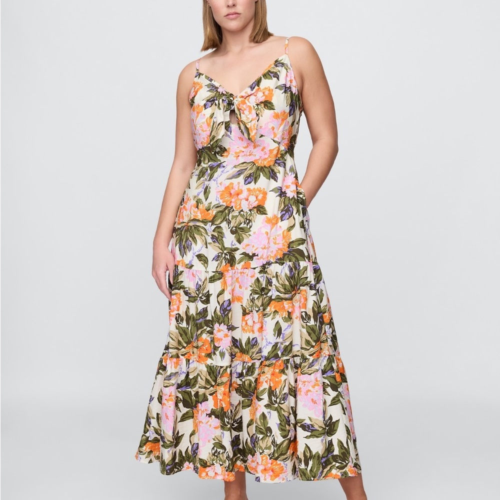 GAP Tie-front Tiered Floral Print Maxi Dress NWT size L